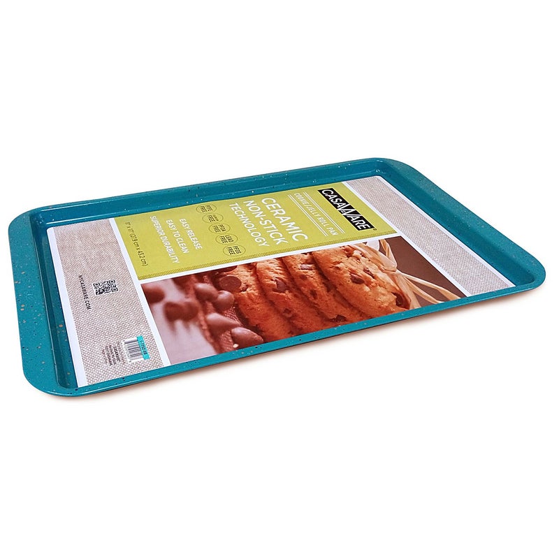 CasaWare Ceramic Coated NonStick Cookie/Jelly Roll Pan 11"x17" (Blue Granite) - Image 1